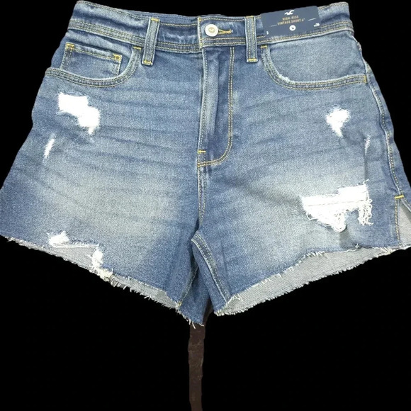 Hollister High-Waisted Distressed Denim Shorts with Sunflower Patch w26 - Picture 5 of 13